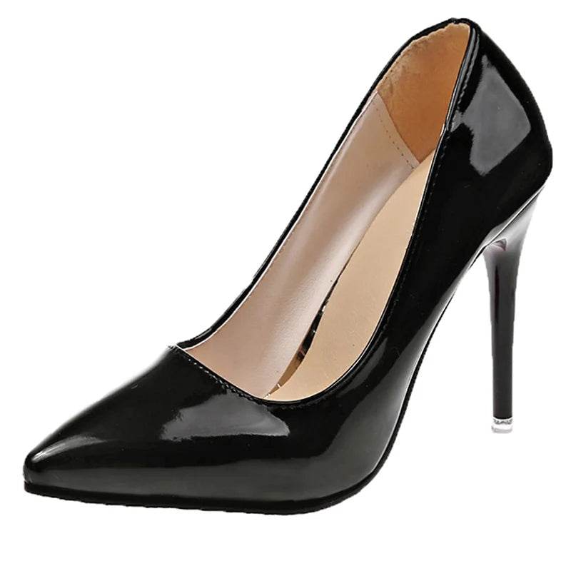 12cm Patent Leather Stiletto Heels – Pointed Toe Office & Wedding Dress Shoes, Elegant Pumps - Stylemein