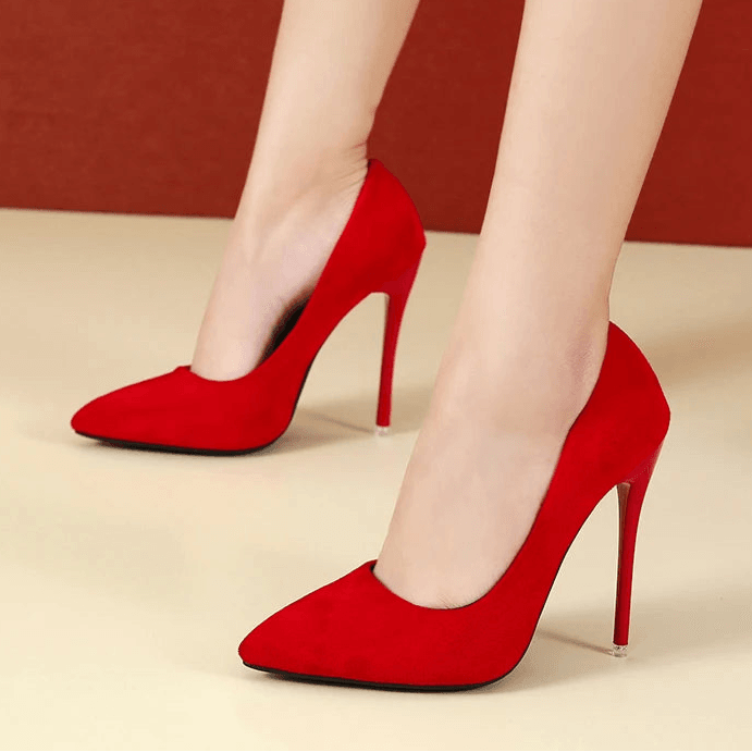 12cm Super High Stiletto Heels – Flock Pointed Toe for Office or Party - Stylemein