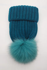 Winter Luxe: 100% Natural Soft Fox Fur Pom-Pom Knit Hat