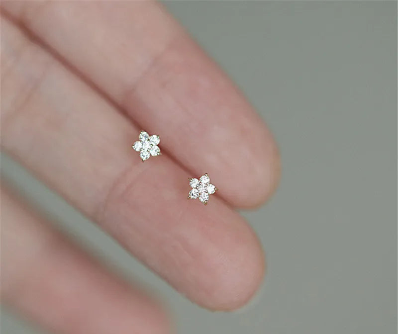925 Sterling Silver Star Earrings – 14k Gold Plated Crystal Jewelry