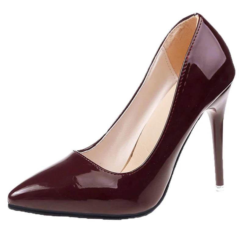 12cm Patent Leather Stiletto Heels – Pointed Toe Office & Wedding Dress Shoes, Elegant Pumps - Stylemein