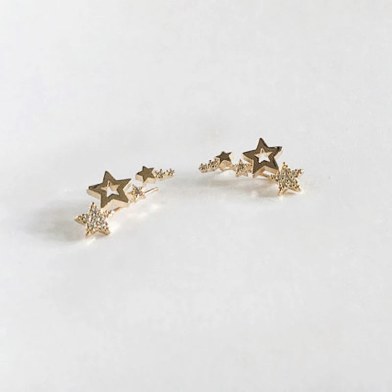 Star Drop Earrings for Women – Shiny White Zircon Dangle Jewelry