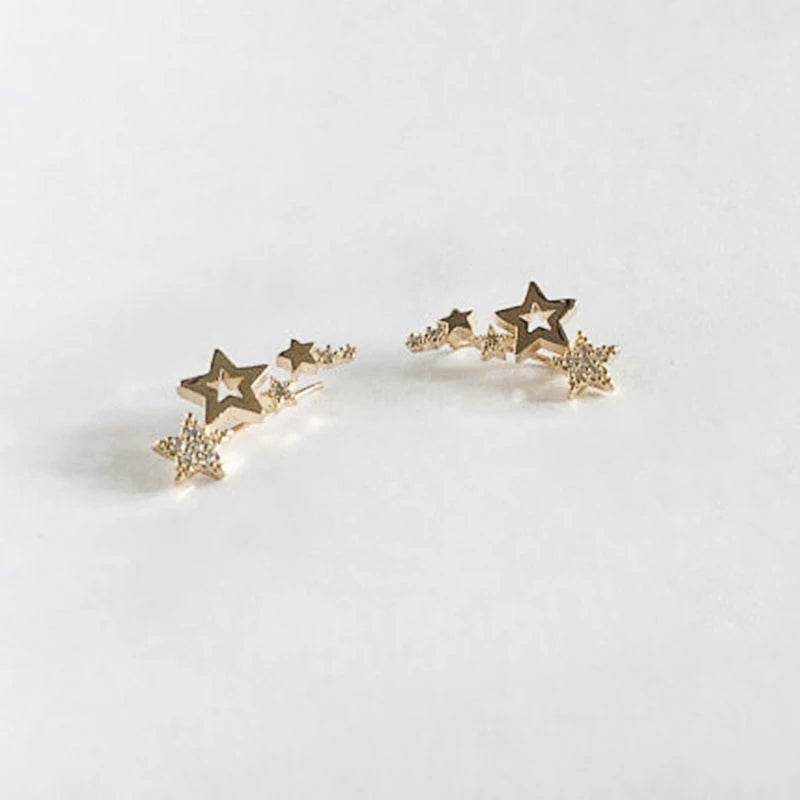 Stylemein - Star Drop Earrings for Women – Shiny White Zircon Dangle Jewelry