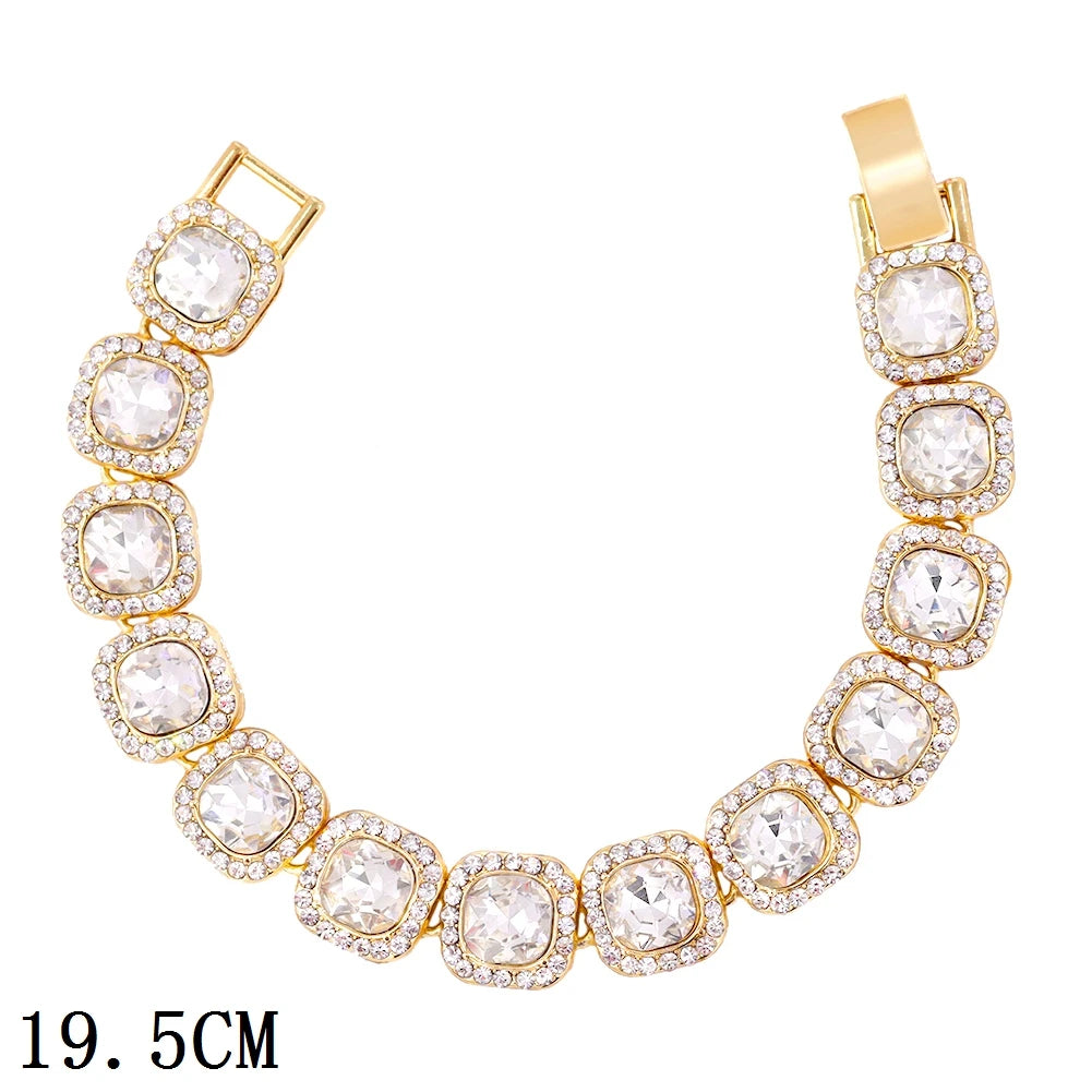 12mm Iced Out Cuban Link Chain Bracelet Gold Silver for Men & Women