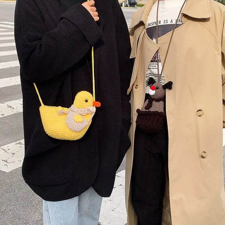 Adorable Knitted Duck-Shaped Crossbody Bag: Trendy Korean Fashion - Stylemein
