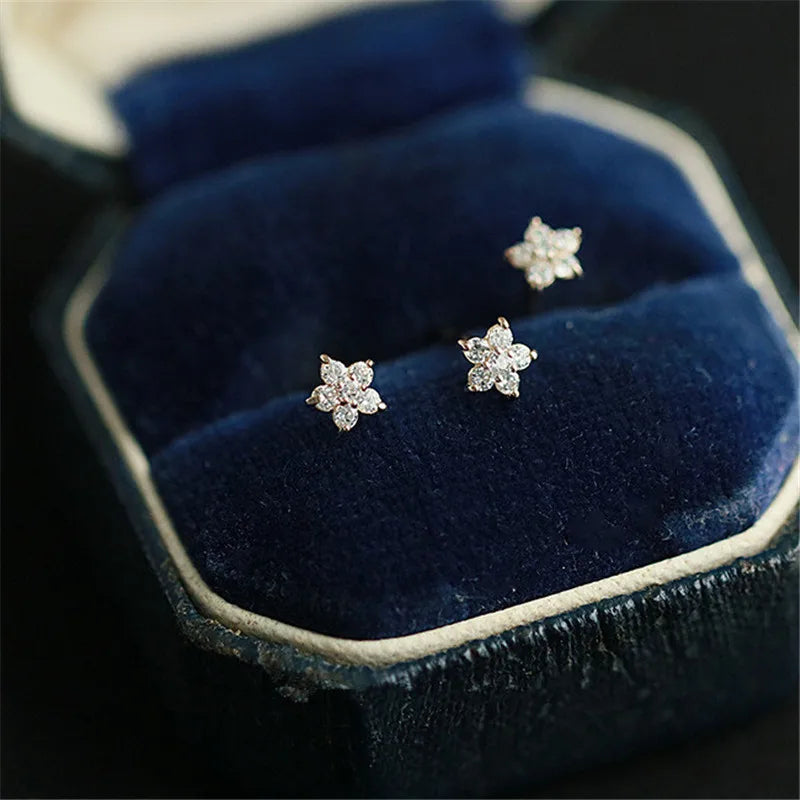 925 Sterling Silver Star Earrings – 14k Gold Plated Crystal Jewelry