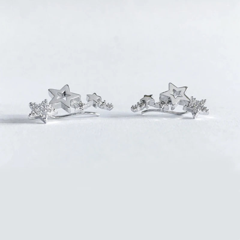 Star Drop Earrings for Women – Shiny White Zircon Dangle Jewelry