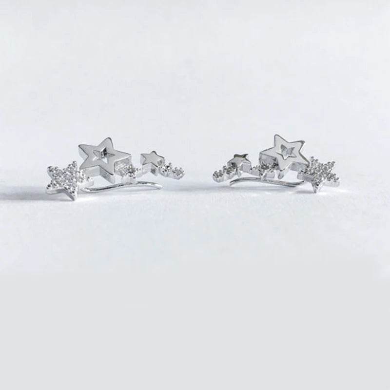 Stylemein - Star Drop Earrings for Women – Shiny White Zircon Dangle Jewelry