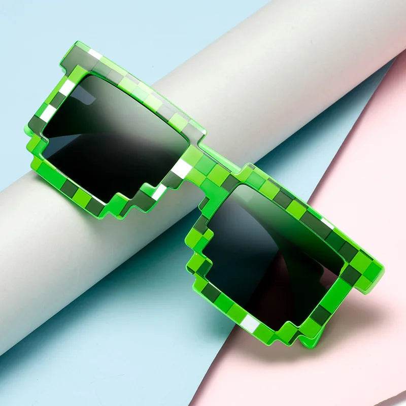 Stylemein - Pixel Sunglasses – Fun Mosaic Creeper Glasses for Kids and Teens