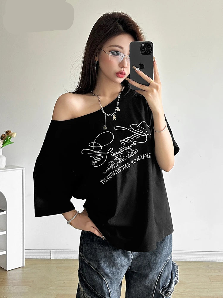 Women’s Letter Print T-Shirt – Casual Summer Streetwear Fashion Top