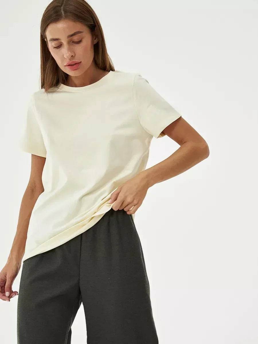 100% Cotton Women’s T-Shirt – Loose Fit Summer Basic Tee - Stylemein