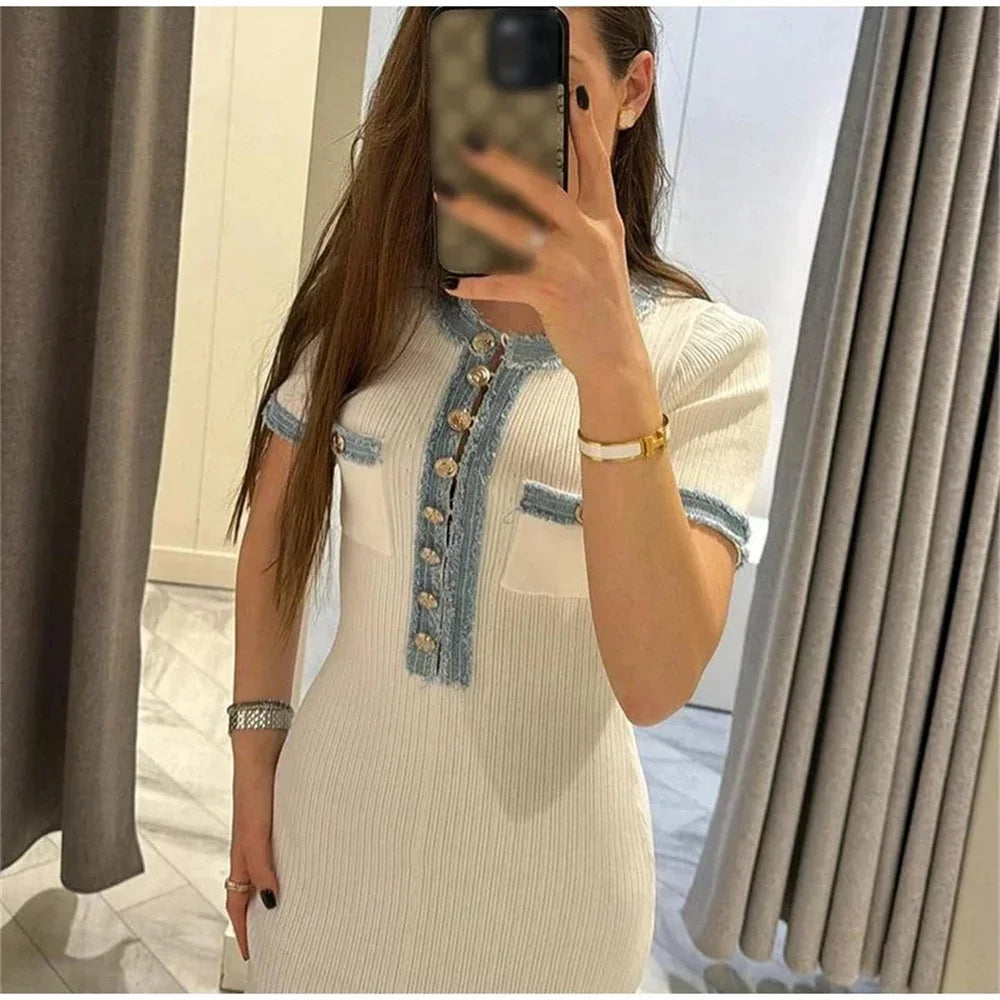 Elegant Women’s Knit Maxi Dress – Chic Bodycon Office Wear