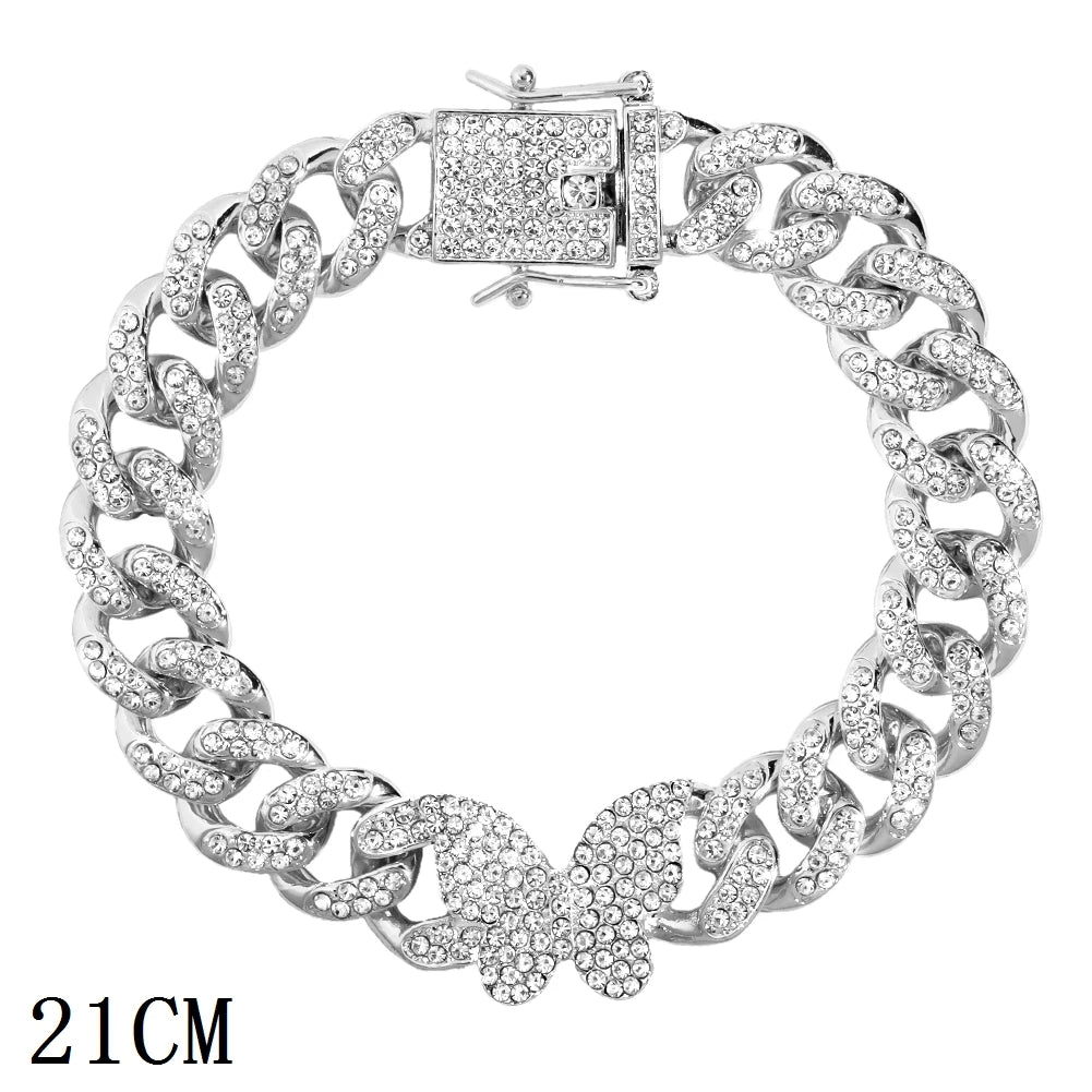 12mm Iced Out Cuban Link Chain Bracelet Gold Silver for Men & Women