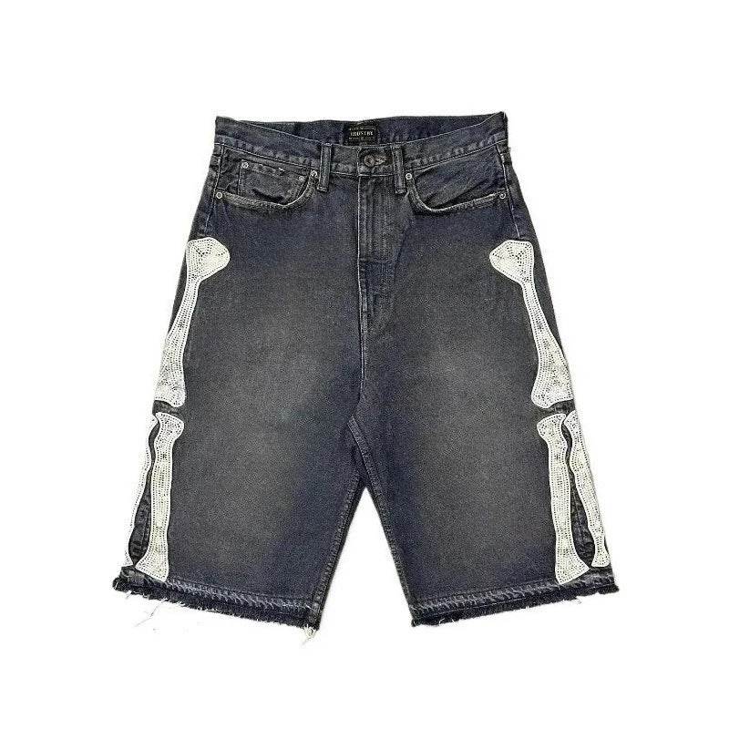 Y2K Embroidered Baggy Jeans – Washed Vintage Denim with Tassels - Stylemein
