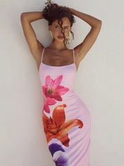 Club-ready tight fit maxi dress with floral design

