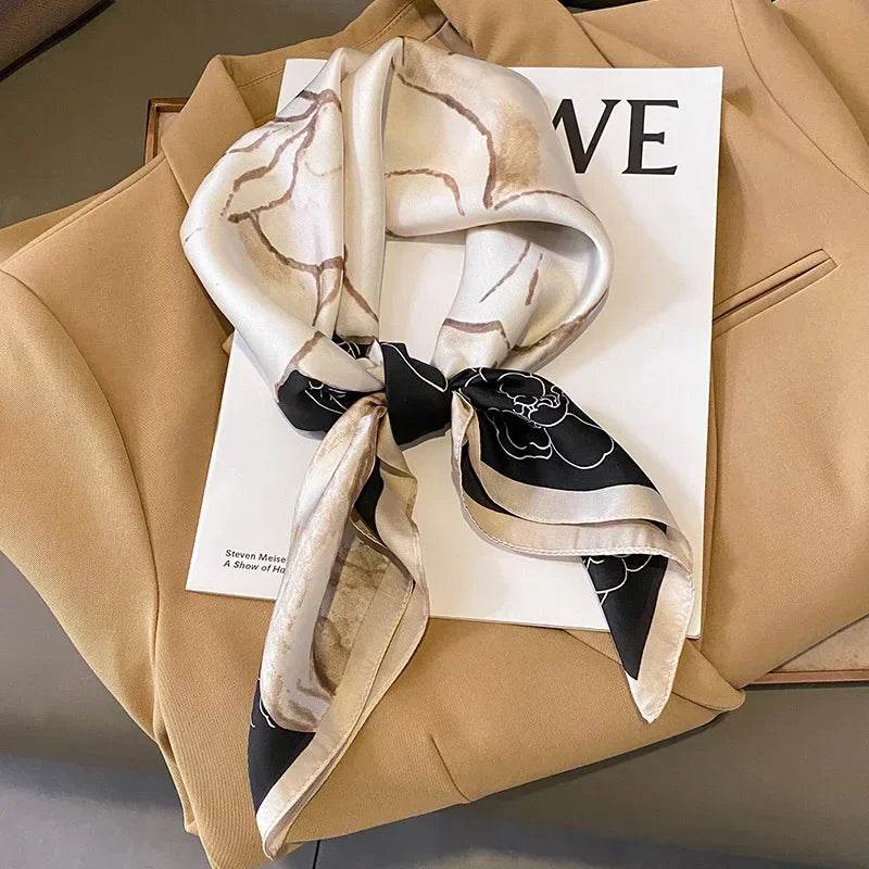 Stylemein - Luxury Satin Square Neckerchief for Women – Silk Feeling Scarf & Headband