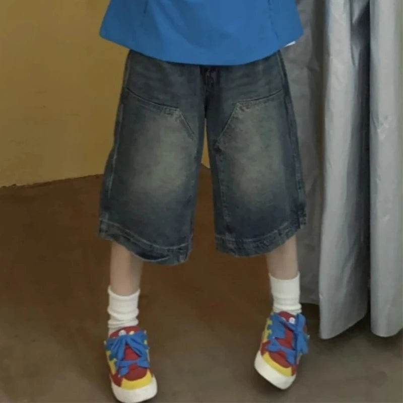 Vintage Baggy Denim Shorts – Oversized Unisex Wide-Leg Jean Jorts - Stylemein