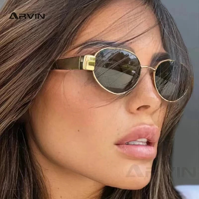 Retro Oval Metal Frame Sunglasses – Classic Unisex UV400 Eyewear for Outdoor Style and Sun Protection