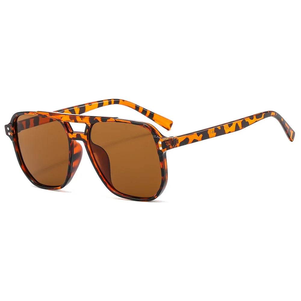 Stylemein - Vintage Square Sunglasses – Thick Frame Double Bridge UV400 Eyewear