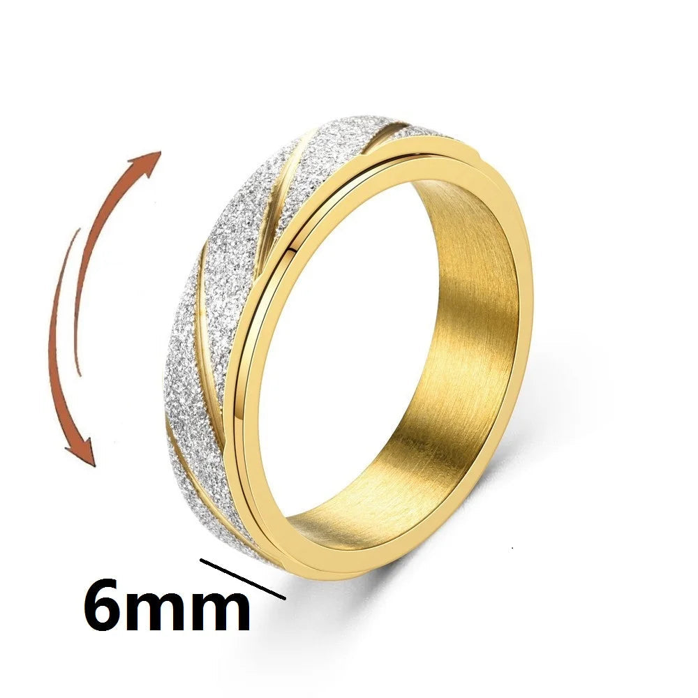 Anti-Stress Fidget Spinner Couple Rings – Rotating Stainless Steel Band for Lovers