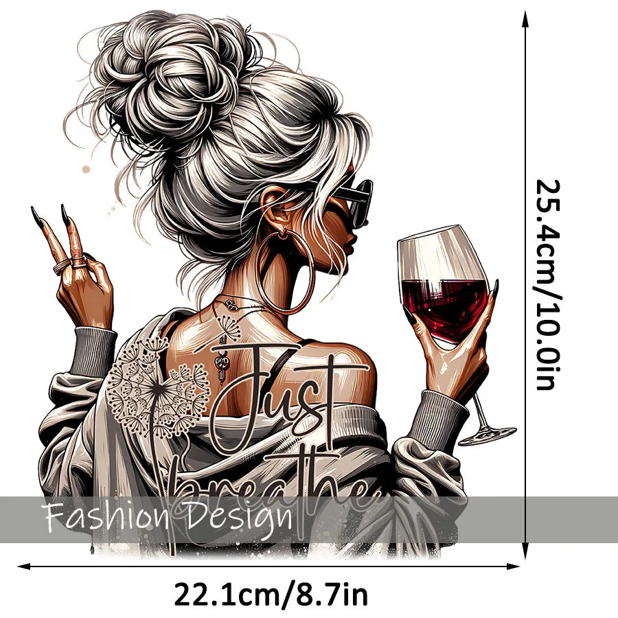 Vintage Retro Woman Iron-On Heat Transfer Decal – Dramatic Design for T-Shirts, Bags & Fabric Decor