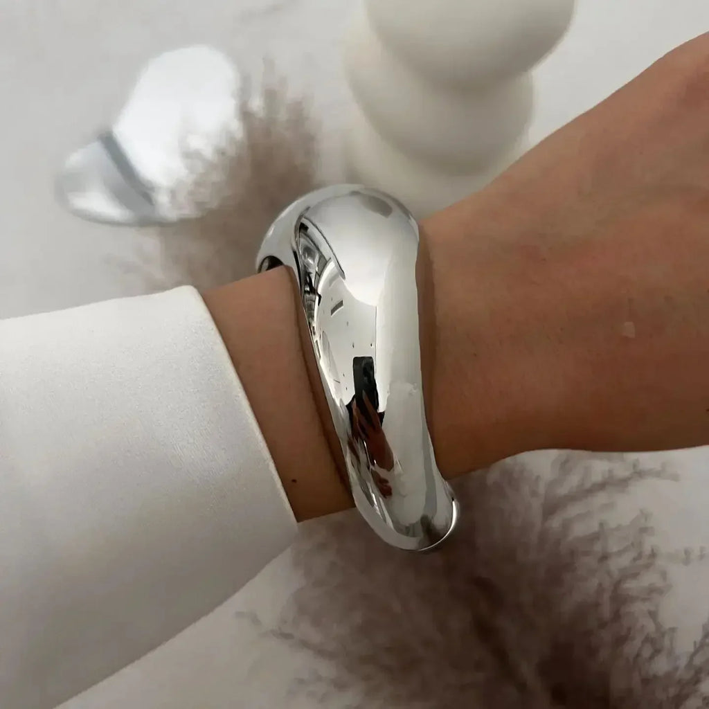 Wide Cuff Geometric Metal Bangles for Women & Men