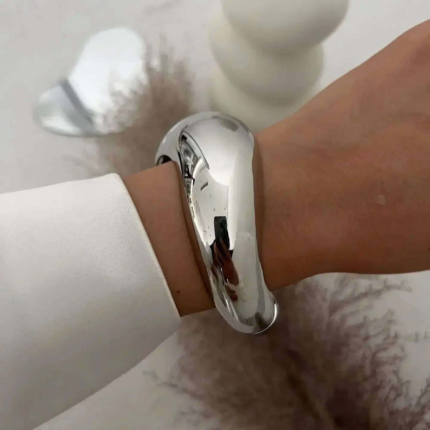 Wide Cuff Geometric Metal Bangles for Women & Men