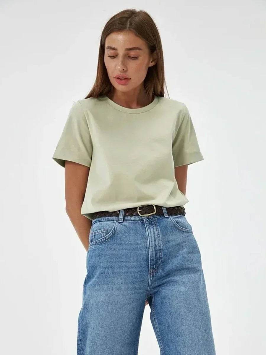 100% Cotton Women’s T-Shirt – Loose Fit Summer Basic Tee - Stylemein