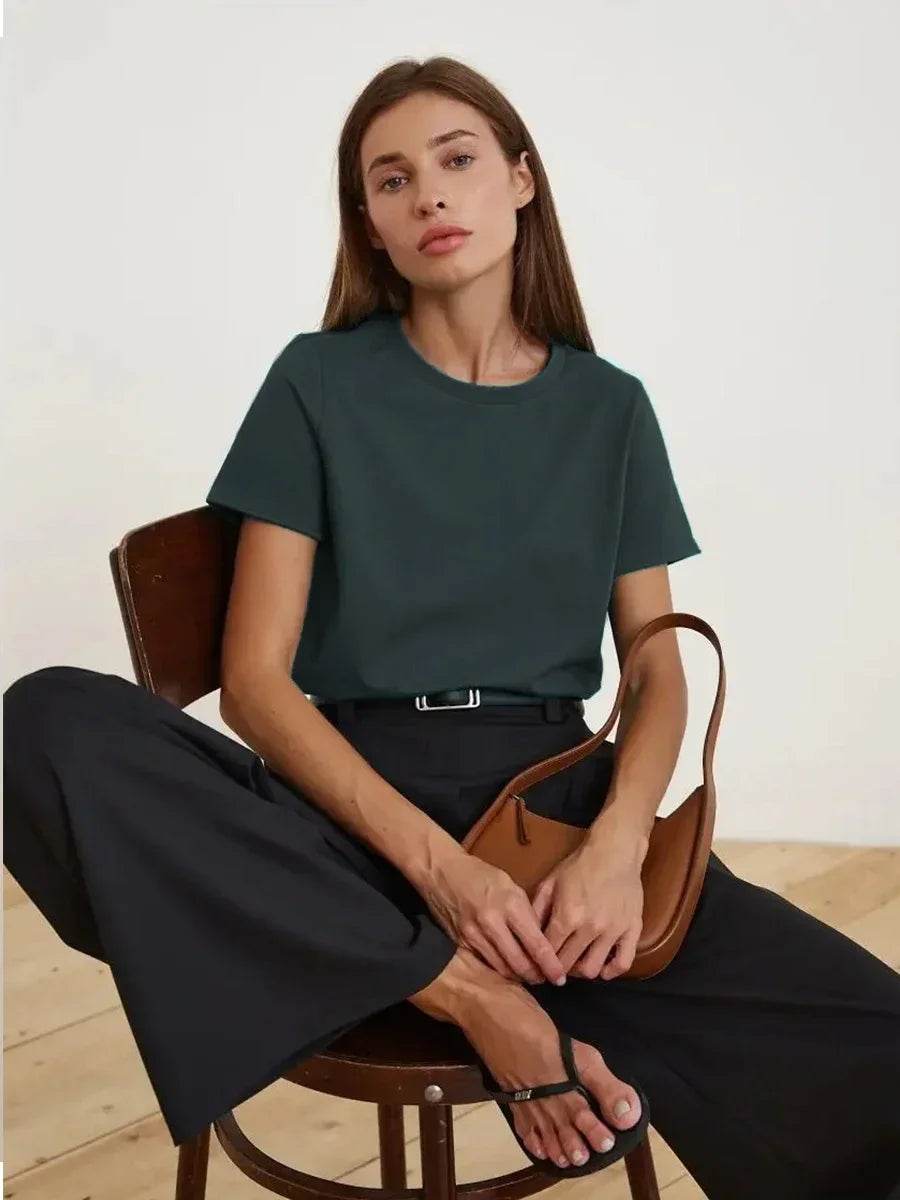 100% Cotton Women’s T-Shirt – Loose Fit Summer Basic Tee - Stylemein