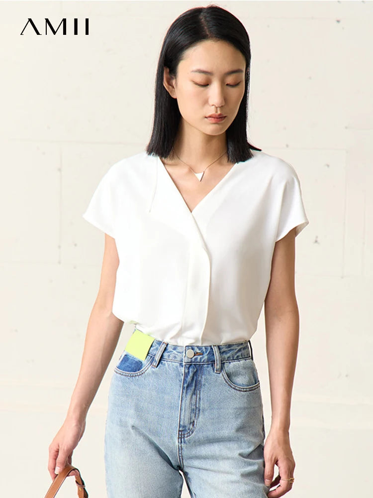 Women’s Chiffon Blouse – Minimalist Loose Fit Elegant Casual Top