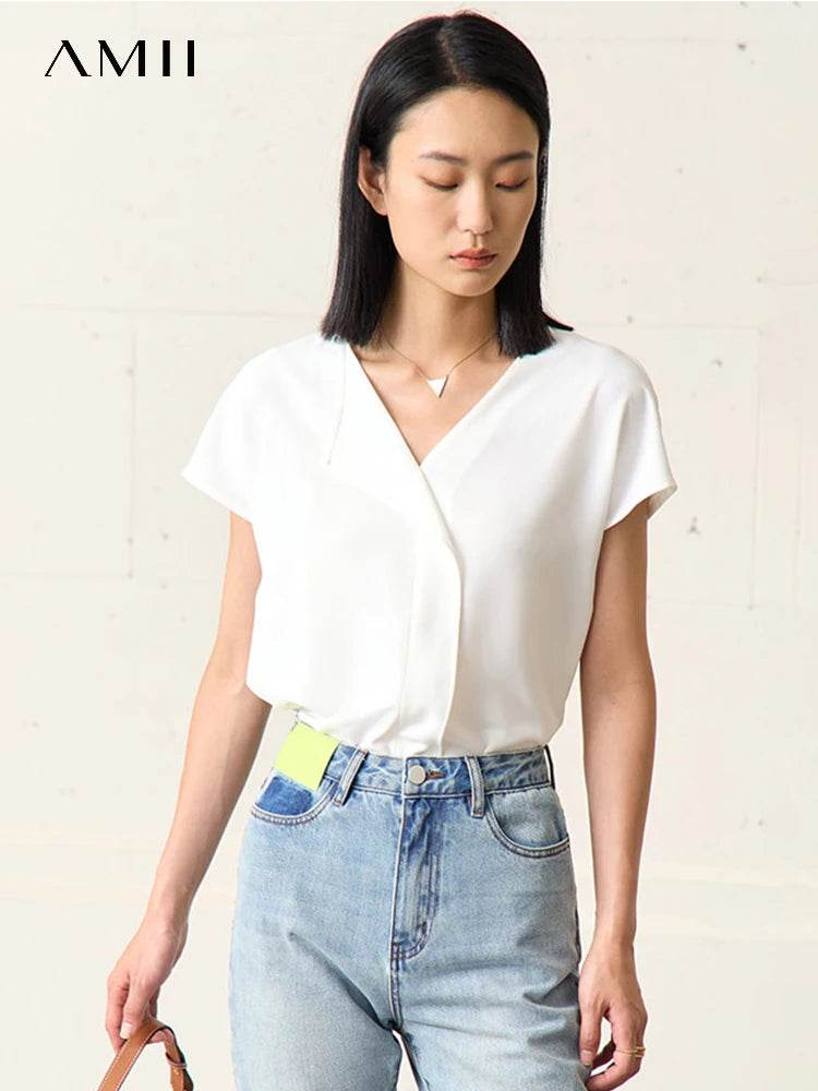 Stylemein - Women’s Chiffon Blouse – Minimalist Loose Fit Elegant Casual Top