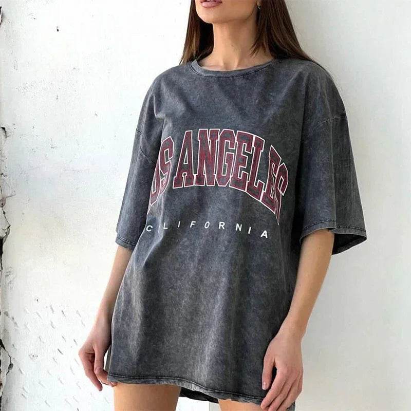 Fierce & Carefree - Vintage Oversized Graphic Tee with Multi Print for Ultimate Summer Vibes - Stylemein