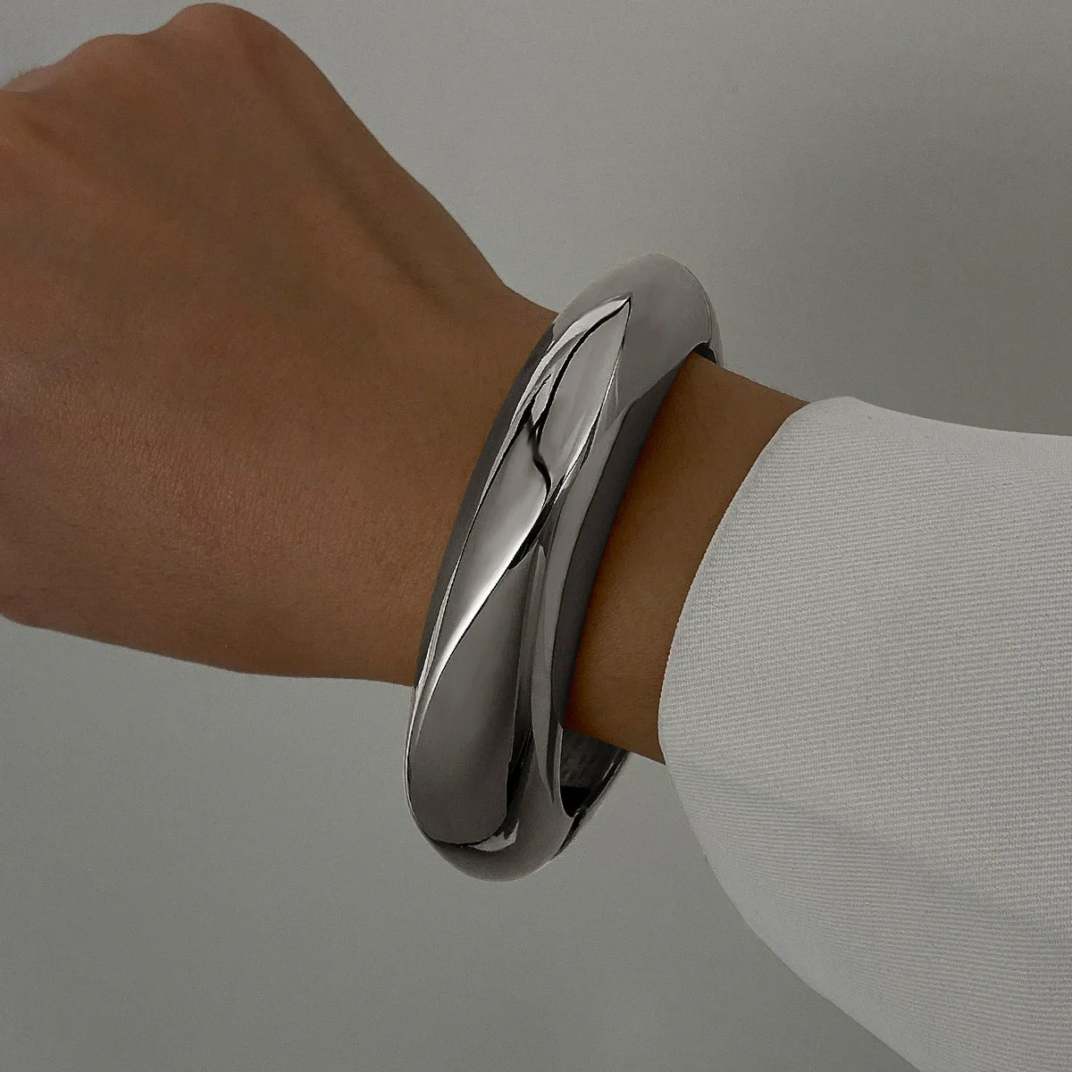Wide Cuff Geometric Metal Bangles for Women & Men