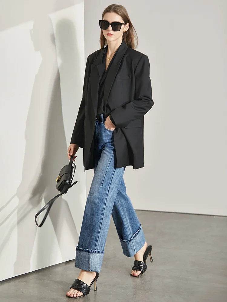 Stylemein - Women’s Vintage Wide-Leg Denim Pants – Loose Fit Casual Spring Jeans