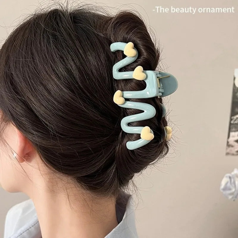 Blue Heart Wave Hair Claw Clip – Cute Women’s Accessory
