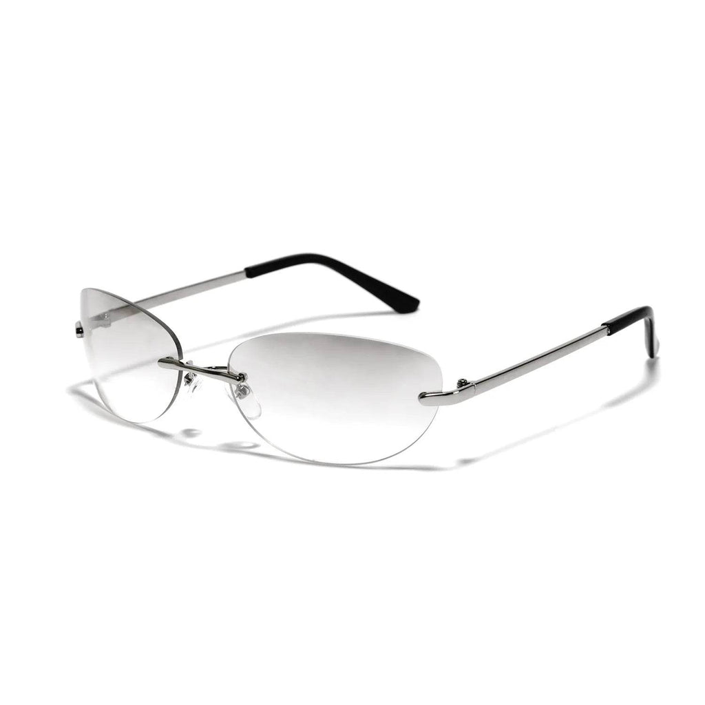 Stylemein - Oval Rimless Y2K Sunglasses for Women – Retro Futuristic Spice Girl Style Eyewear