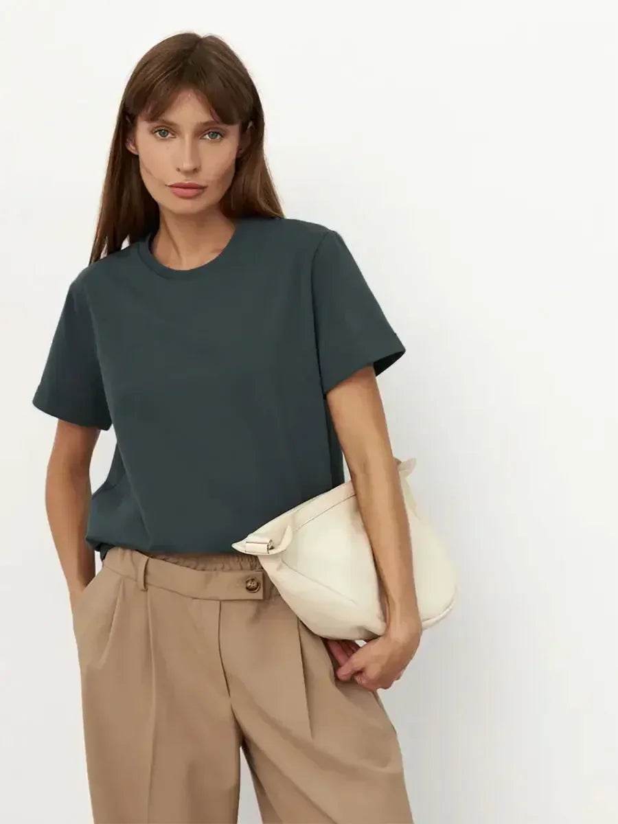 100% Cotton Women’s T-Shirt – Loose Fit Summer Basic Tee - Stylemein