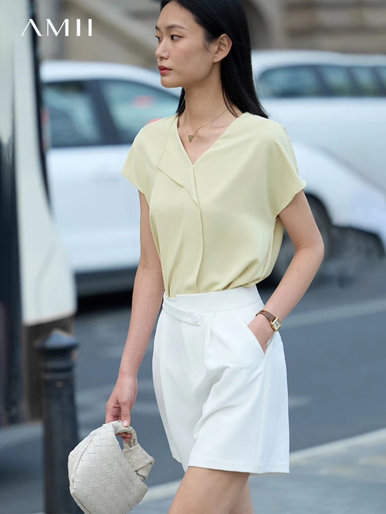 Women’s Chiffon Blouse – Minimalist Loose Fit Elegant Casual Top