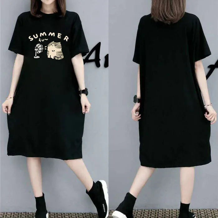 Women’s Plus Size Pullover Dress – Korean Style Summer Casual Outfit