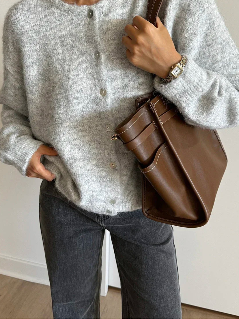 Elegant Cashmere Cardigan – Long Sleeve Knitted Casual Sweater