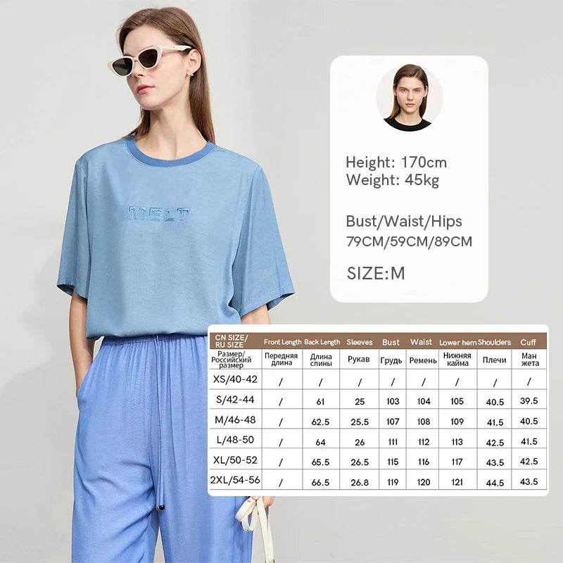 Colorblock Letter Embroidered T-Shirt – Minimalist Slim Fit Top - Stylemein