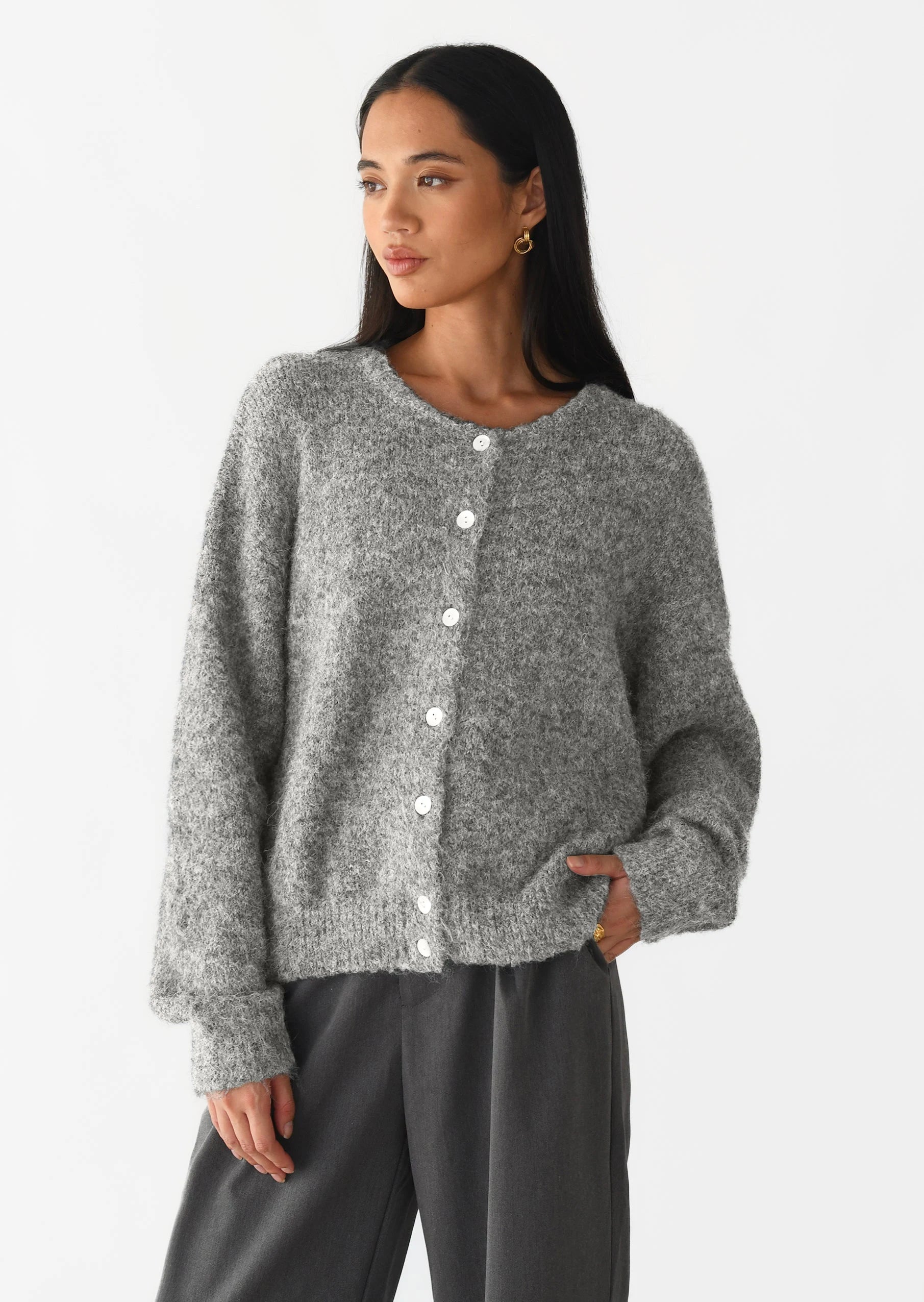 Elegant Cashmere Cardigan – Long Sleeve Knitted Casual Sweater