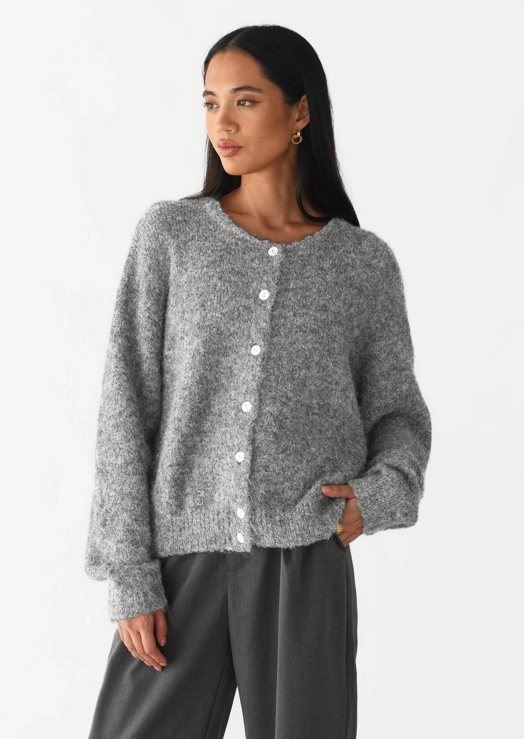 Stylemein - Elegant Cashmere Cardigan – Long Sleeve Knitted Casual Sweater