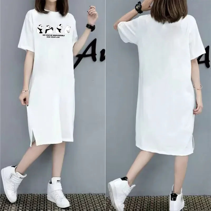 Women’s Oversized Panda Print Dress – Cute Summer Casual Homewear