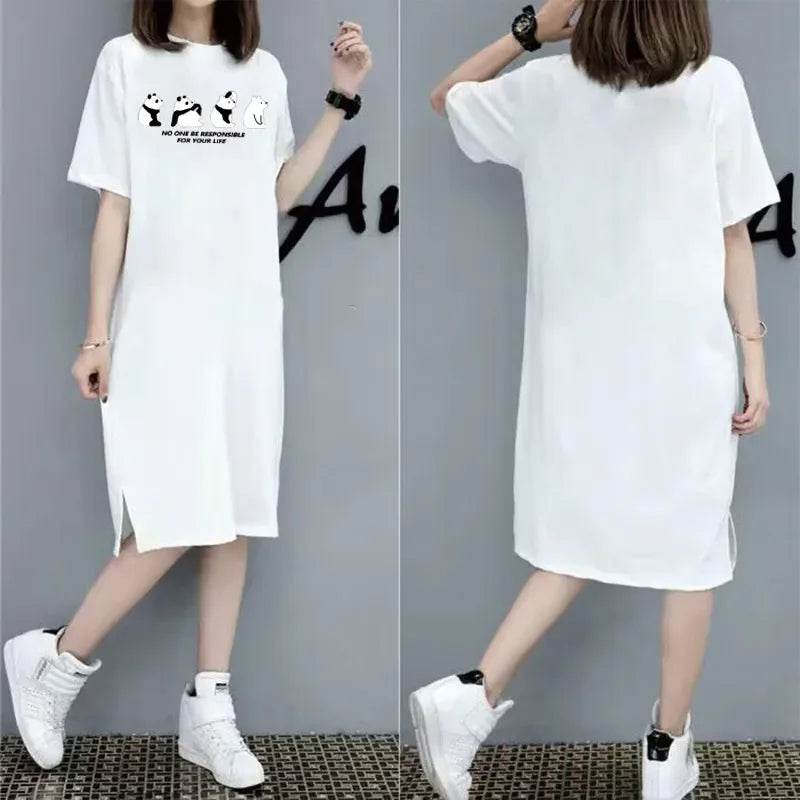 Stylemein - Women’s Oversized Panda Print Dress – Cute Summer Casual Homewear