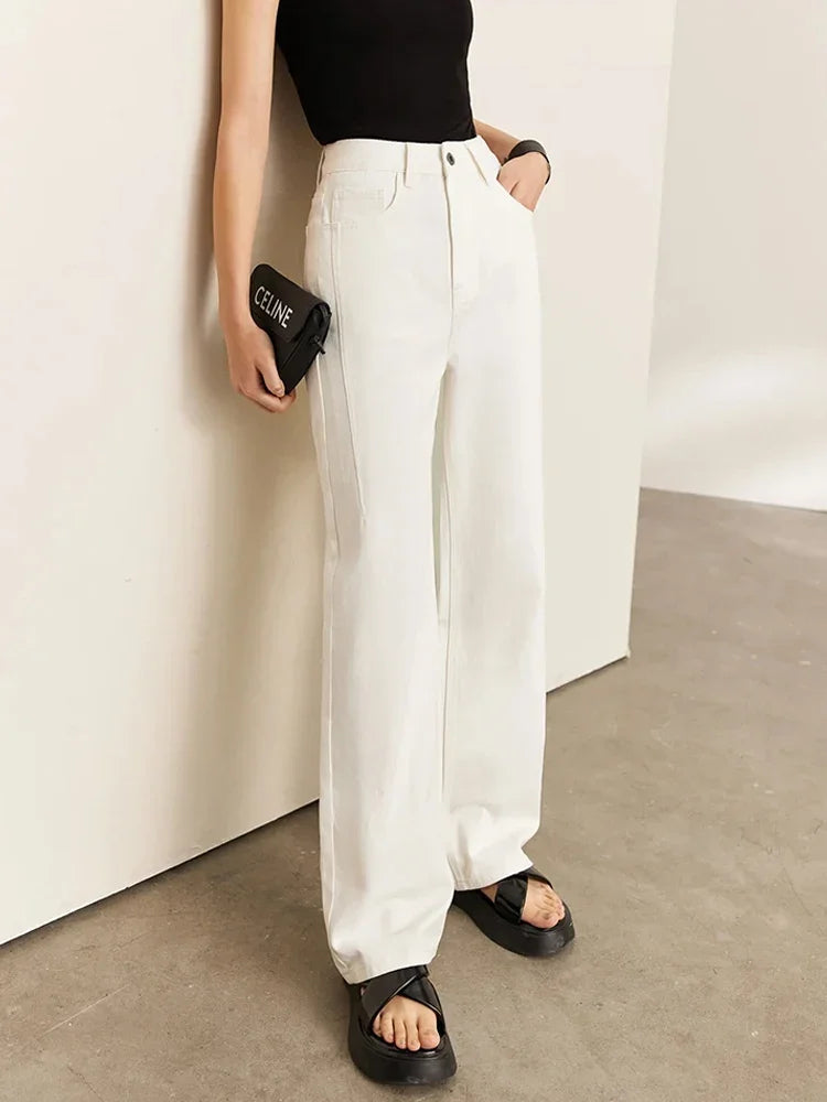 Women’s Vintage Wide-Leg Denim Pants – Loose Fit Casual Spring Jeans