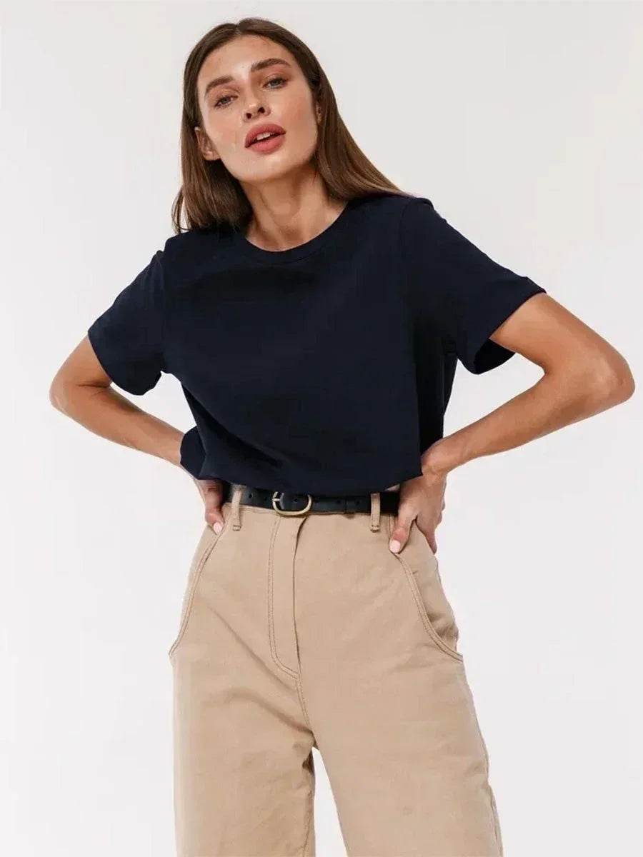 100% Cotton Women’s T-Shirt – Loose Fit Summer Basic Tee - Stylemein