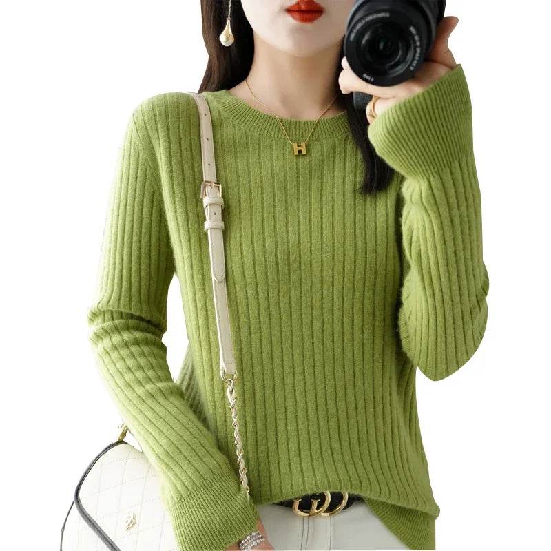 Striped Loose Knit Sweater – Warm O-Neck Long Sleeve Pullover - Stylemein
