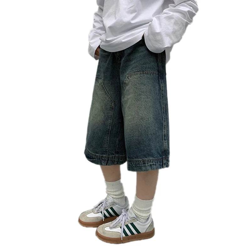 Vintage Baggy Denim Shorts – Oversized Unisex Wide-Leg Jean Jorts - Stylemein