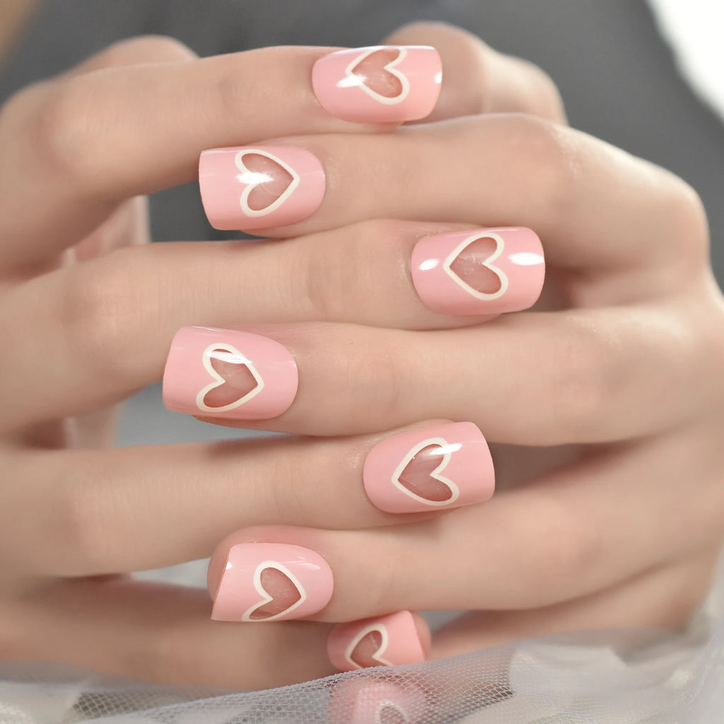 Glitter French Fake Nails – 24pcs Wearable UV False Nail Set